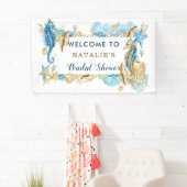 Sea and Beach Blue Gold Brautparty Banner (Insitu)