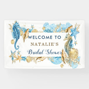 Sea and Beach Blue Gold Brautparty Banner