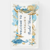 Sea and Beach Blue Gold Brautparty Banner (Vertikal)