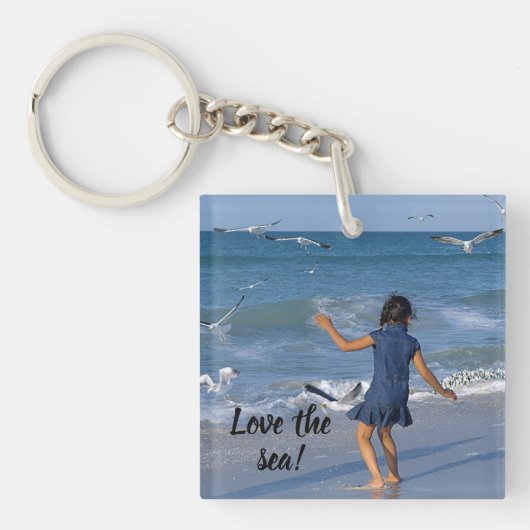 Sea and Beach Sand Liebe Life Blue Foto Schlüsselanhänger (Vorderseite)