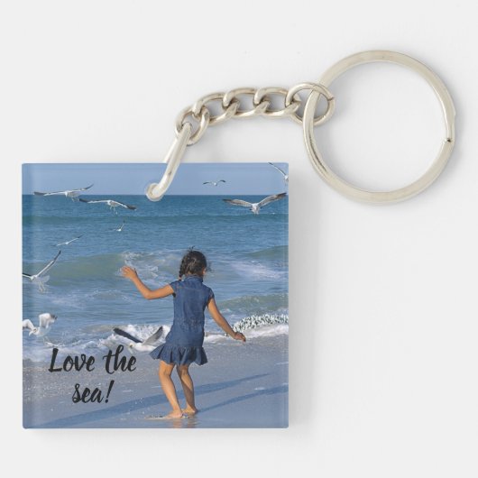 Sea and Beach Sand Liebe Life Blue Foto Schlüsselanhänger (Rückseite)
