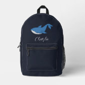 Sea Animal Blue Whale Script Monogram Custom Bedruckter Rucksack (Vorderseite)