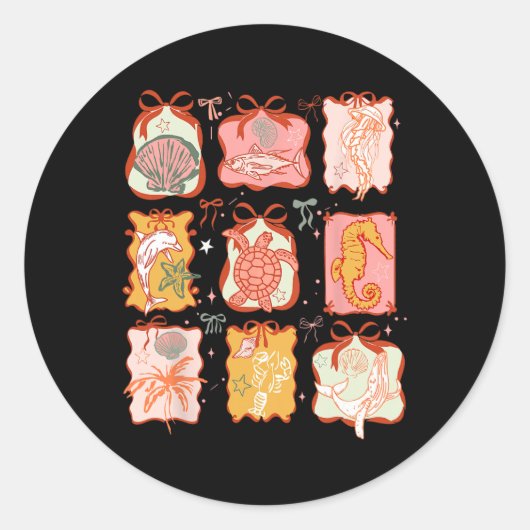 Sea Animal Coquette Bow Sommerurlaub Hawaii Bea Runder Aufkleber (Vorderseite)