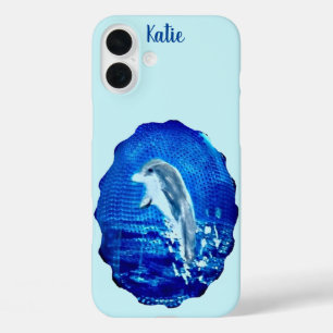 Sea Animal Dancing Dolphin Malerei Personalisiert iPhone 16 Plus Hülle