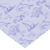 Sea animals and sailboat one line drawing pattern  tischdecke (Schrägansicht)