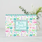 Sea Animals Baby Shower Einladung (Stehend Vorderseite)