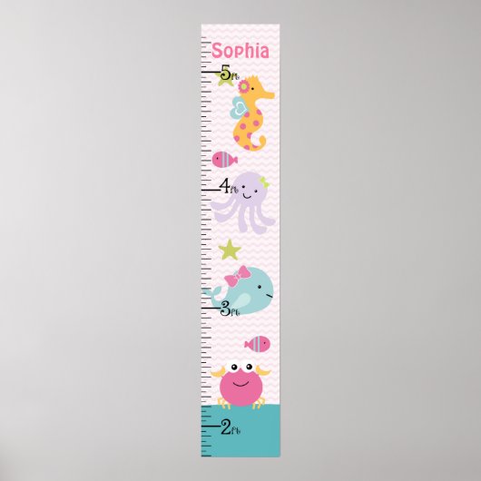 Sea Animals Ocean Life Growth Chart Behielt auf 8x Poster (Vorne)