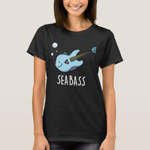 Sea Bass Funny Bass Guitar Fish Puck Dark BG T-Shirt