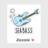 Sea Bass Funny Bass Guitar Fish Puff Aufkleber (Blatt)