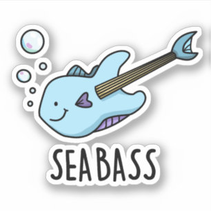 Sea Bass Funny Bass Guitar Fish Puff Aufkleber