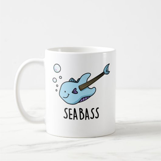 Sea Bass Funny Bass Guitar Fish Puff Kaffeetasse (Links)