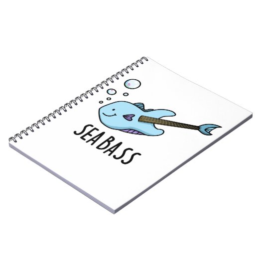 Sea Bass Funny Bass Guitar Fish Puff Notizblock (Linke Seite)