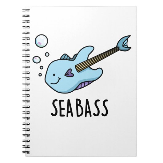 Sea Bass Funny Bass Guitar Fish Puff Notizblock (Vorderseite)