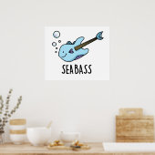 Sea Bass Funny Bass Guitar Fish Puff Poster (Küche)