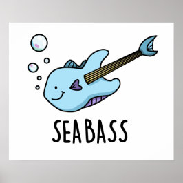 Sea Bass Funny Bass Guitar Fish Puff Poster