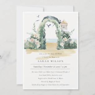 Sea Beach Floral Arch Botanische Babydusche einlad Dankeskarte