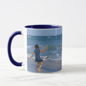 Sea Beach Foto Moderne White Initial auf Blue Tasse (Links)