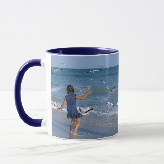Sea Beach Foto Moderne White Initial auf Blue Tasse (Links)