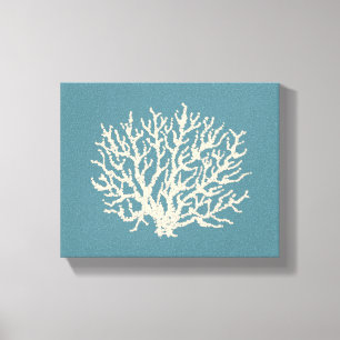 Sea Beach House Coral Wall Art Leinwand