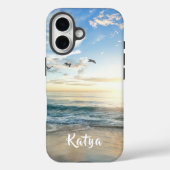 Sea Beach Sky Bird, Personalisierter Name Case-Mate iPhone Hülle (Rückseite)