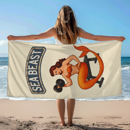 Sea Beast Gym Mermaid | Retro Pin-Up Workout Gear Strandtuch