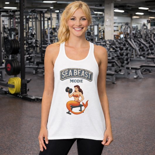 Sea Beast Mode Mermaid Retro Pin-Up Gym Activewear Tank Top