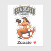 Sea Beast Mode Mermaid - Retro Pin-Up Gym Fitness Aufkleber (Blatt)