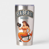 Sea Beast Mode Mermaid - Retro Pin-Up Gym Fitness Thermobecher (Rückseite)