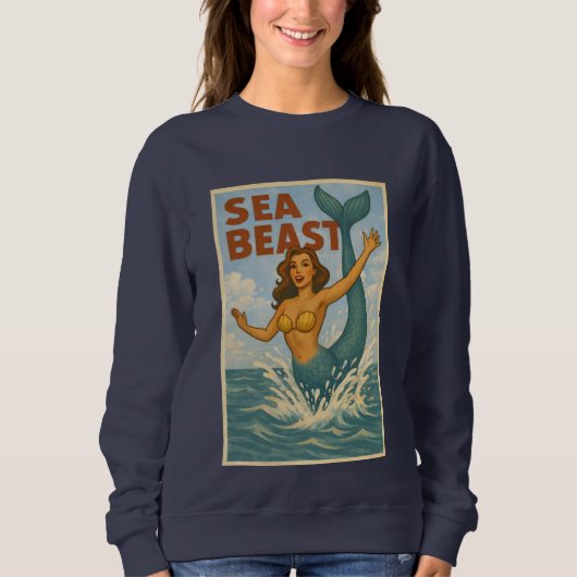 Sea Beast Retro Mermaid | Funny Coastal Beach Life Sweatshirt (Vorderseite)