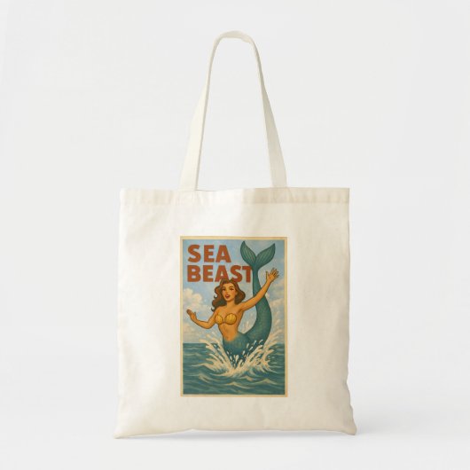 Sea Beast Retro Mermaid | Funny Coastal Beach Life Tragetasche (Vorne)