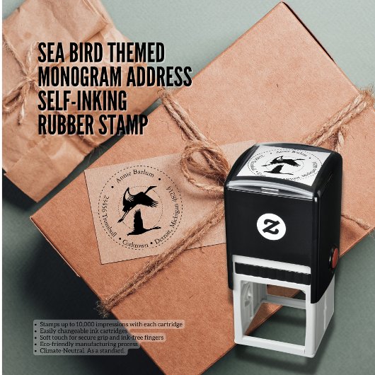 Sea Bird Monogram Self-Inking-Briefmarke Permastempel
