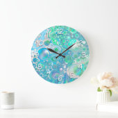 Sea Blue Abstrakt Bubbles Große Wanduhr (Zuhause)