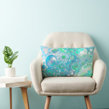 Sea Blue Abstrakt Bubbles Throw Kissen