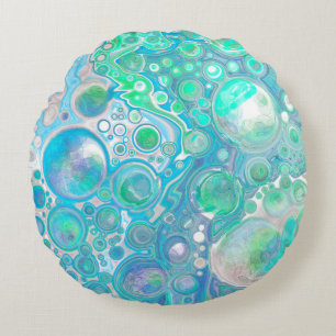 Sea Blue Abstrakt Bubbles Throw Kissen