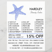 Sea Blue Beach Starfish, Beautician, Schönheitssal Flyer (Vorne)