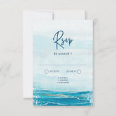 Sea Blue Beach Waves Coastal Wedding RSVP (Vorderseite)