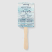 Sea Blue Beach Waves Watercolor Hochzeitsprogramm Fächer (Rückseite)