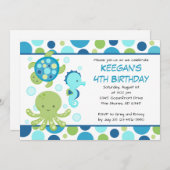 Sea Blue Boy oder Mädchen zum Geburtstag Einladung (Vorne/Hinten)