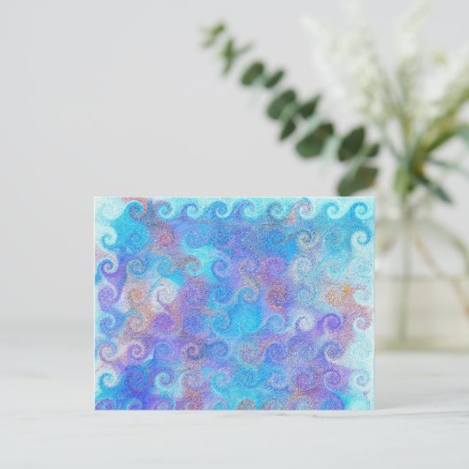 Sea Blue Curls Postkarte (Stehend Vorderseite)