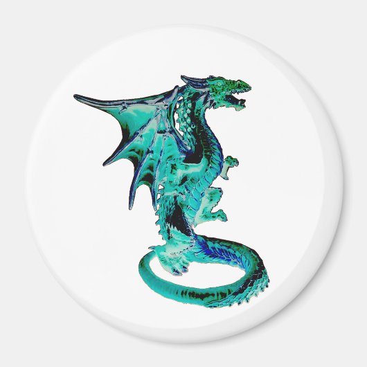 Sea Blue Dragon Circle Magnet (Vorne)