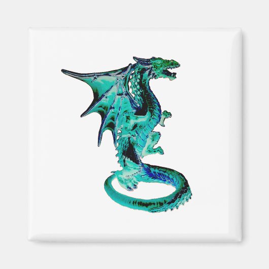 Sea Blue Dragon Square Magnet (Vorne)