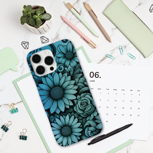 Sea Blue Green Daisy Floral Illustration Case-Mate iPhone Hülle