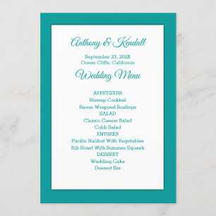 Sea Blue Green Wedding Menu Template Menükarte