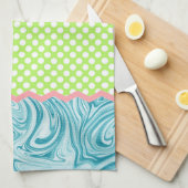 Sea Blue Lime Green Graphics Muster & Dots Geschirrtuch (Viertel Falte)