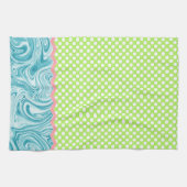 Sea Blue Lime Green Graphics Muster & Dots Geschirrtuch (Horizontal)