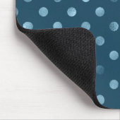 Sea Blue Metallic Imitat Foil Polka Dot Aqua Dots Mousepad (Ecke)