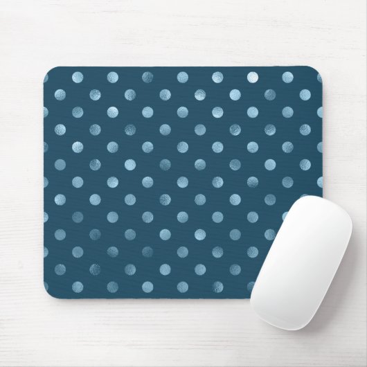 Sea Blue Metallic Imitat Foil Polka Dot Aqua Dots Mousepad (Mit Mouse)