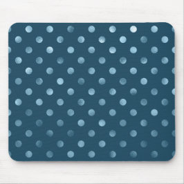 Sea Blue Metallic Imitat Foil Polka Dot Aqua Dots Mousepad