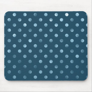Sea Blue Metallic Imitat Foil Polka Dot Aqua Dots Mousepad