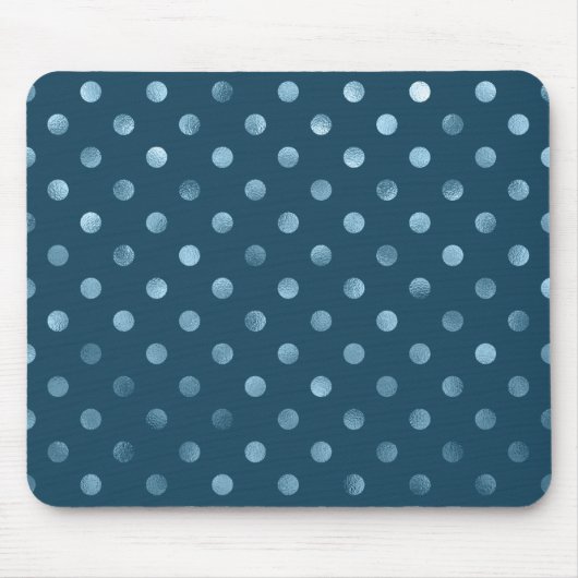 Sea Blue Metallic Imitat Foil Polka Dot Aqua Dots Mousepad (Vorne)